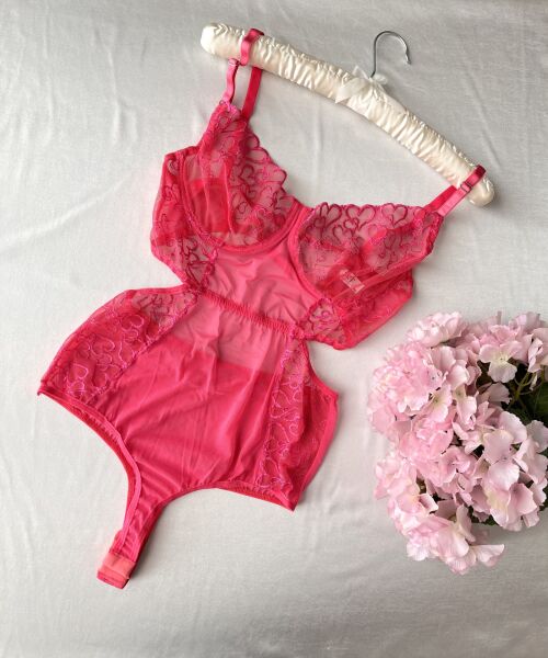 Balenli Dantelli Pembe Bodysuit