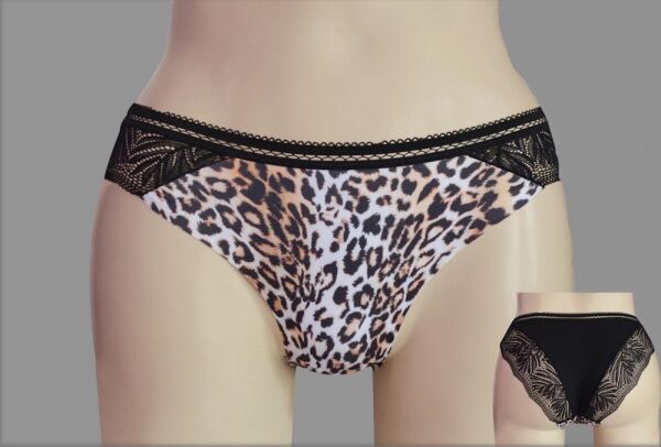 Leoparlı Dantelli Bikini Model Külot