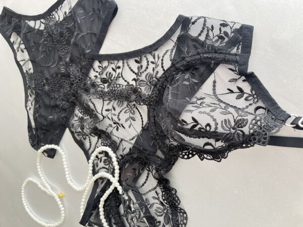 Dantelli Balenli Siyah Bodysuit