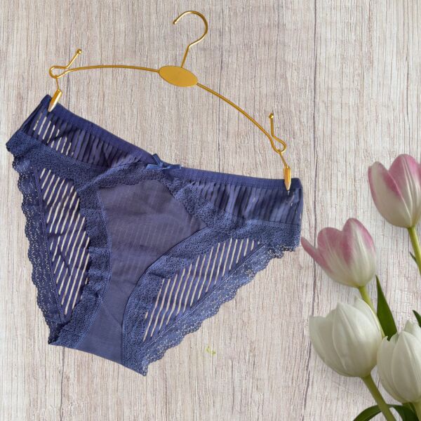 Tül Detaylı Lacivert Slip Külot
