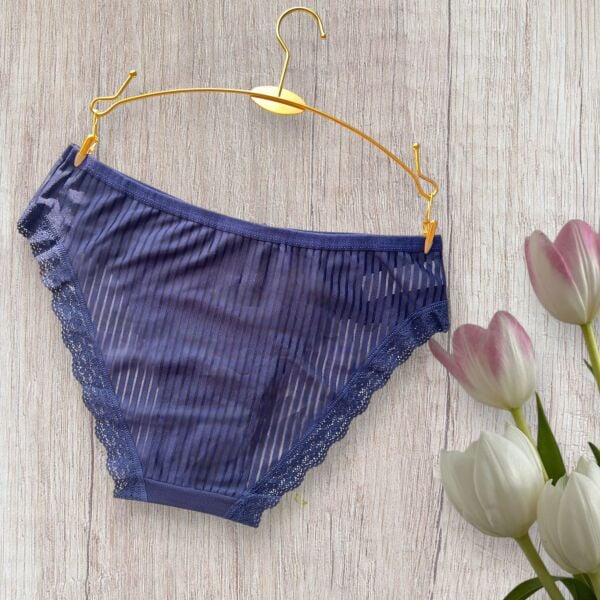 Tül Detaylı Lacivert Slip Külot